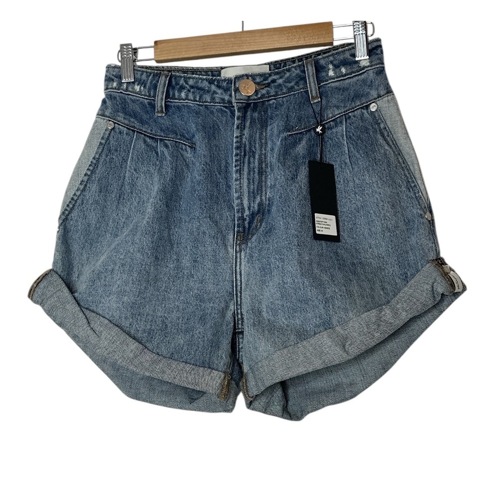 One Teaspoon Shorts Womens Size 26‎ Blue Street Walker High Rise Pockets New - Picture 3 of 10